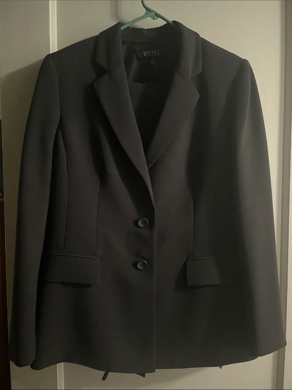 Women’s Kasper Suit - Dark Gray Lined Three-Button Blazer and Pants Size 10